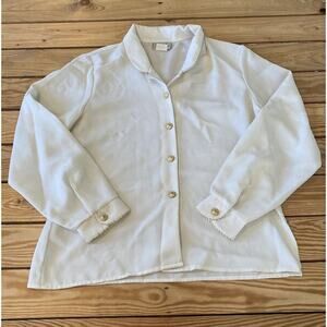 Vintage Lucia Button Front Blouse Size 14 Women’s Ivory